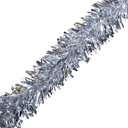 TCDesignerProducts Silver Metallic Twist Garland - 4" x 25' roll, Parade Float Decorations for Trailer Or Golf Cart, Metallic Tinsel Garland, Christmas Garland Décor for Home and Party
