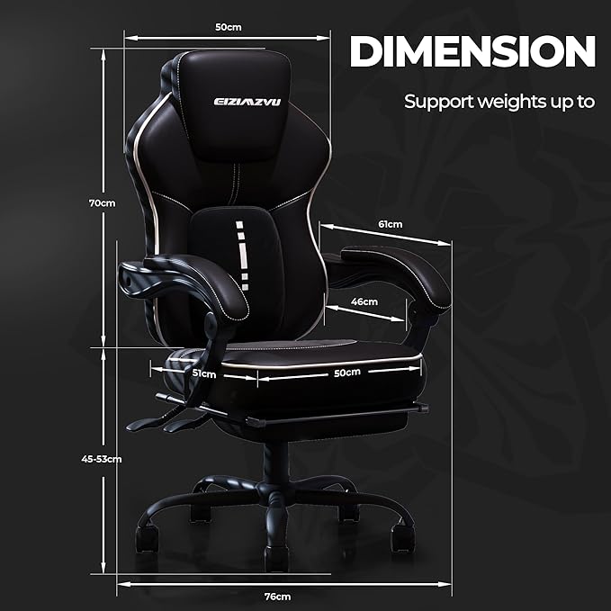Ergonomic Office Chair with Adjustable Headrest and Footrest, High Back Desk Chair with Linkage Armrests, Reclining Swivel Chair for Home Office, Executive Office Chair (Black1)