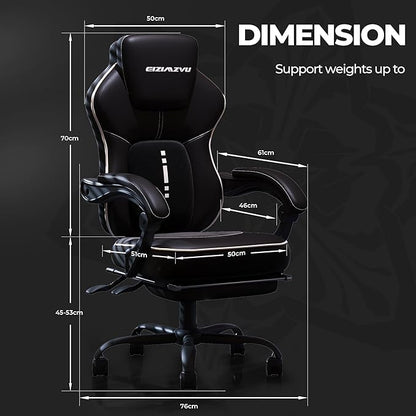 Ergonomic Office Chair with Adjustable Headrest and Footrest, High Back Desk Chair with Linkage Armrests, Reclining Swivel Chair for Home Office, Executive Office Chair (Black1)