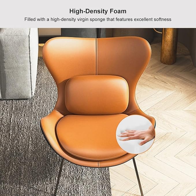 homary PU Leather Modern Wingback Accent Chair for Living Room Patio High-Density Foam Durable Metal Legs