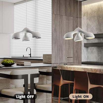 JAYMP 3-Lights Pendant Light Fixture for Dining Room Kitchen Island Restaurant E26 Base Mid Century Modern Hanging Lamp 1 Pack (Matte White,E Shape, 72cm/28.3in)