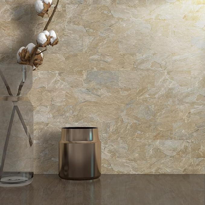 AULIGET 3" x 6" Subway Tile Peel and Stick Backsplash, Thick PVC Stick on Wall Tiles (4, Sandstone)