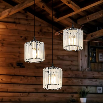 Long Chandeliers for High Ceilings,Modern Crystal Pendant Light,Raindrop Drop Lamp,Hanging Lighting Fixtures for Spiral Staircase,Foyer,Entryway,Living Room,Black (8 Lights)