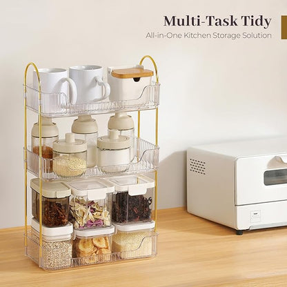 Aveniee Bathroom Counter Organizer, 3 Tier Perfume Skin Care Countertop Storage Shelf, Vanity Makeup Tray for Cosmetic Skincare Lotion,Clear