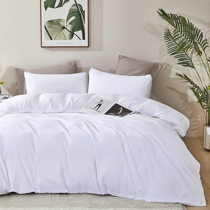 Pureant White Comforter Sets Full Size Solid Color Bedding Comforters Lightweight Plain Color Bed Quilts Full Size Cozy Women Men All White Minimalist Bedding Adults Teens Durable Blankets