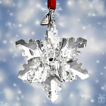 Annual Edition 3D Ornament 2025,Christmas Tree Ornaments Crystal Sun Catcher Home Hanging Decor (3D-Clear)