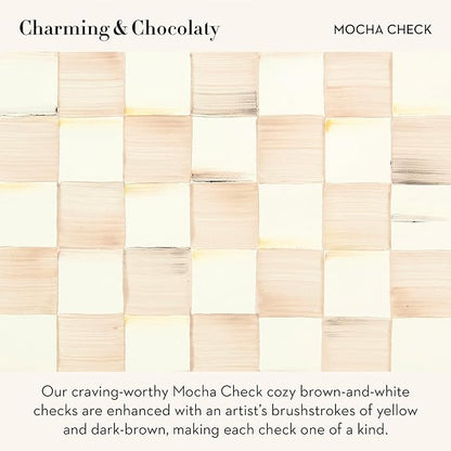 MACKENZIE-CHILDS Enamel Oval Platter, Serving Plate for Entertaining, Large, Brown-and-White Mocha Check