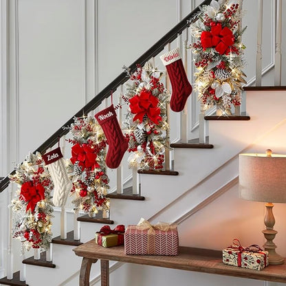 Christmas Stockings Personalized Custom Stockings Christmas Traditional Large Knitted Christmas Stocking for Family Vintage Christmas Decoration (6pcs)