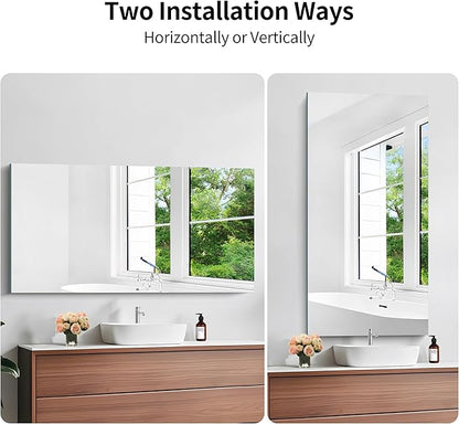 KOCUUY Frameless Mirror,24x48 Inch Rectangle Bathroom Vanity Mirror for Over Sink, Upgraded Shatterproof Unframed Design for Bedroom, Living Room, Entryway