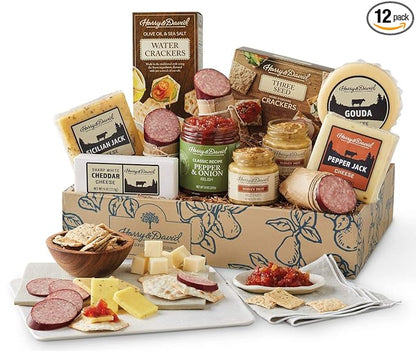 Harry & David Supreme Meat And Cheese Gift Box, Food Gift Basket, Charcuterie Platter, Food Baskets With 4 Cheese Blocks, 4 Sausages, 2 Sets Of Crackers, Relish & Honey Mustard Sauces