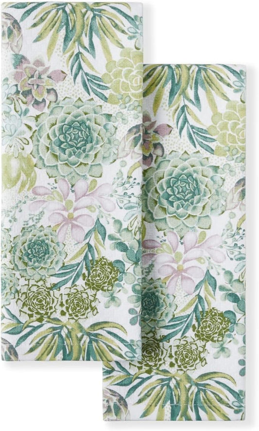 Martha Stewart Kitchen Towels Set of 2 Succulents 16x28 Dish Towels