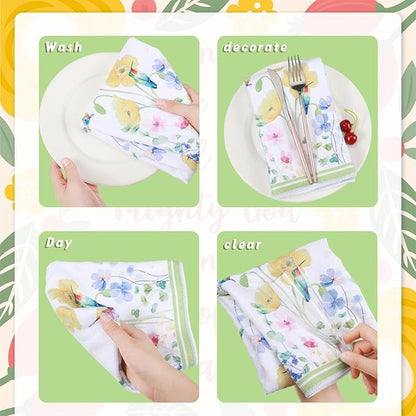 Oudain Kitchen Dish Towels Set of 6 Floral Wildflower Decorative Tea Towels Hand Towels Spring Housewarming Gift