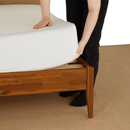 Bme Selina Headboard Queen Size Bed Frame - Handcrafted Paper Cord Headboard, 12-Slat Support, No Box Spring Needed - Easy Assembly, Caramel