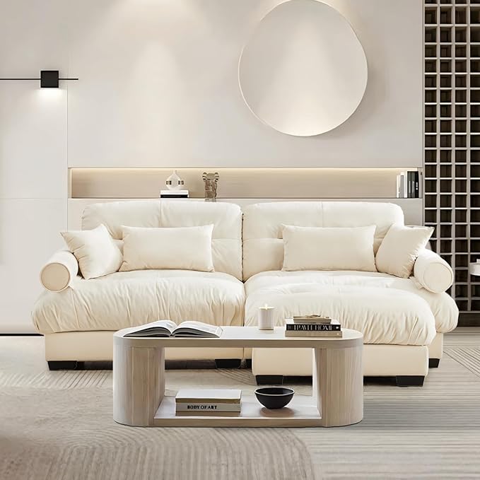 SoarFlash L Shaped Couches for Living Room, Small Sectional Sofa Set with Reversible Chaise, Modern Designed Sleeper Sofas and Modular Couch Function, Suitable for Small Spaces in Apartment, Beige