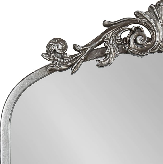 Kate and Laurel Arendahl Traditional Ornate Wall Mirror, 19 x 31, Antique Silver, Decorative Mirror with Baroque Inspired Detailing