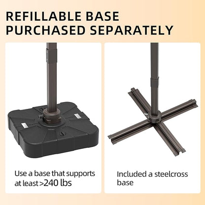 10x13FT Cantilever Outdoor Patio Umbrellas, Double Top Large Rectangle Umbrella, Heavy Duty 360° Rotation Offset Outdoor Sun Shade Umbrella for Garden Deck Pool Backyard Patio, Beige