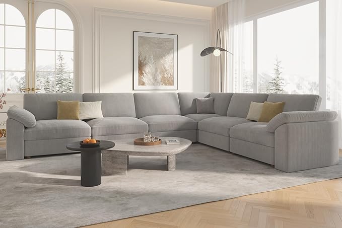 EASE MOOSE Oversized Sectional Modular Sofa,Large L Shape Sectional Couch Wide Deep Seat Modular Cloud Couch,Removable Cover