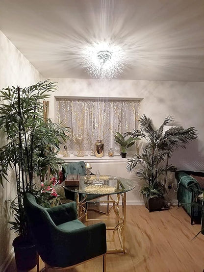 HMVPL Crystal Sputnik Firework Close to Ceiling Light, Modern LED Lamp for Bedroom, Kitchen, Island, Entryway, Hallway, Foyer