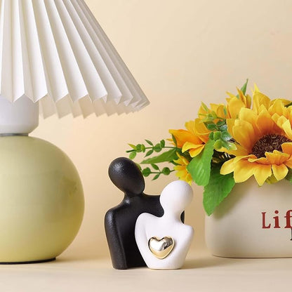 Mini Couple Statue Tv Stand Decor Items for Living Room Home Decor,Bedroom Decor for Couples Sculpture for Anniversary Wedding,Love Gifts for Couples 2025,Knick Knacks for Shelve (Black White, 3.15in)