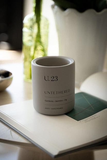 U.23 Luxury Scented Candle – Gardenia, Jasmine & Fig | Hand-Poured in USA with 100% Natural Coconut & Apricot Wax | Double Wick, Long-Lasting Aromatherapy Candle for Home, Gift & Relaxation (12.5 oz)