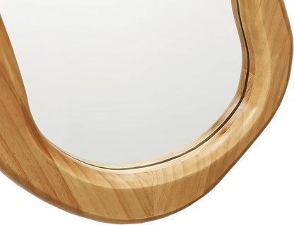 LuxenHome Asymmetrical Wall Mirror, 22"x 39" Natural Irregular Mirror for Wall Decor with Wood Frame, Wall Mirrors Decorative for Living Room, Bathroom, Bedroom, Dining Room, Entryway