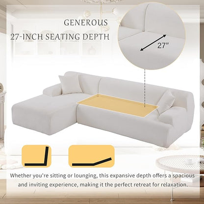 2 Pieces Modular Sectional Sofa - 109" L Shaped Couch, Beige