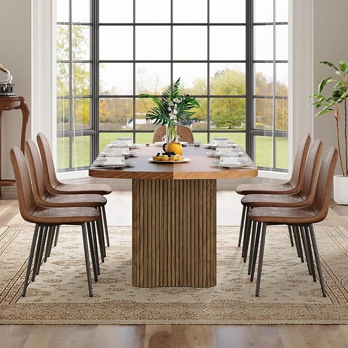Dining Table Set for 8 - Large 79" Rectangular Kitchen Table Set for 8 with Cushioned Chairs,Modern Mid-Century Wood Dining Room Tables Sets for 8 Ideal for Kitchen & Gatherings