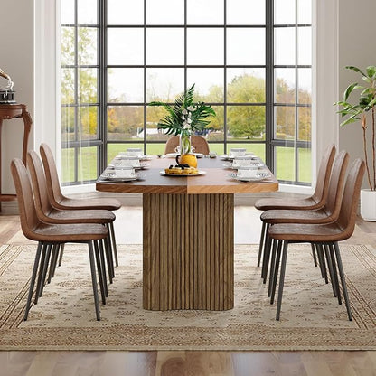 Dining Table Set for 8 - Large 79" Rectangular Kitchen Table Set for 8 with Cushioned Chairs,Modern Mid-Century Wood Dining Room Tables Sets for 8 Ideal for Kitchen & Gatherings