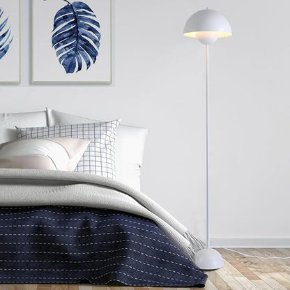 COSYLUX Modern Floor Lamp for Living Room, Industrial Tall Standing Lamp for Bedroom, Metal Shade Reflecting Light Reading Floor Lamp for Office, Nursery Room, Corner(Matte White)