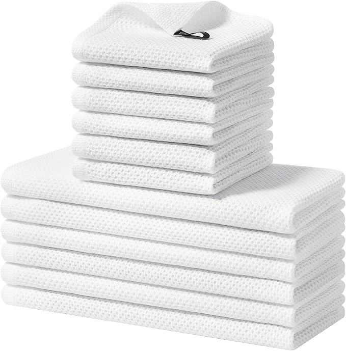 Homaxy 100% Cotton Kitchen Towels and Dishcloths Set, 12 x 12 Inches and 13 x 28 Inches, Set of 12 Bulk Kitchen Towels Set, Ultra Soft Absorbent Dish Cloths for Washing Dishes, White