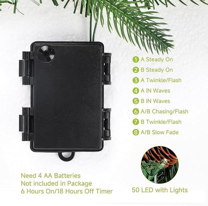 SHareconn Guirnalda de Navidad preiluminada de 9 pies con luces, Christmas pino de cedro rústico natural con pilas para chimenea, decoración de interiores y exteriores