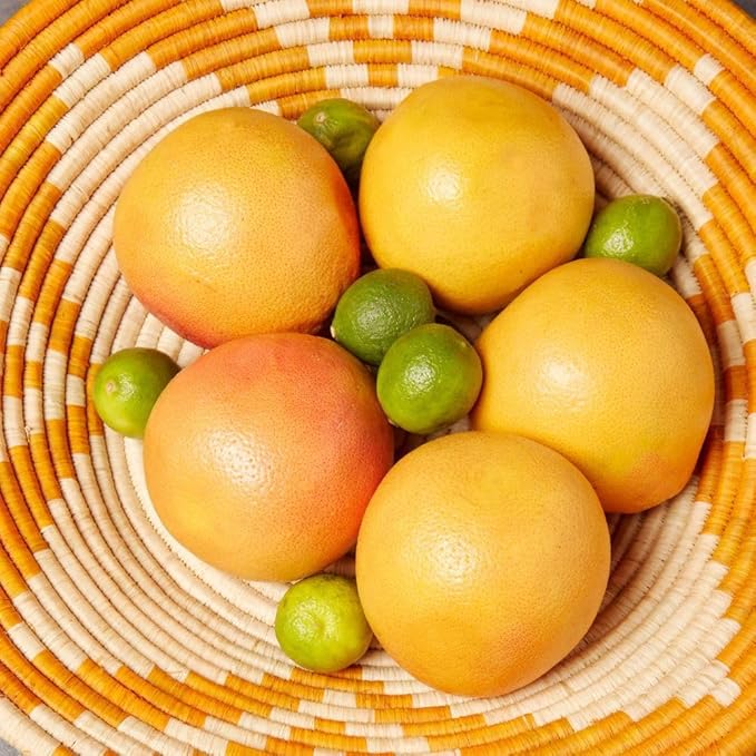 Home and Kitchen, Decorative Tary, Fruit Basket, Table Tray, Entryway Key Holder, Wicker, Handwoven, Raffia, Large, 16" Dia, Orange