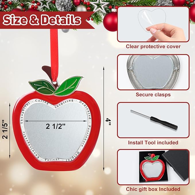 COCHIE Retirement Gift for Teacher Woman Men from Student, Thank You Teacher Appreciation Gift, Personalized Metal Picture Frame Retirement Ornament Keepsake, Christmas Teachers Gifts Ideas