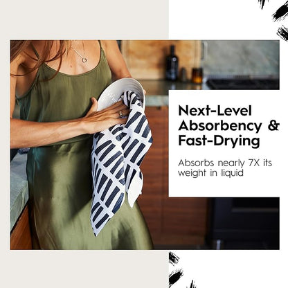 GEOMETRY Kitchen Tea Towels Quick Dry Microfiber Premium Towel Every Sunday and Every Level Every Bloom 2 Pack Set