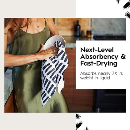 GEOMETRY Kitchen Tea Towels Quick Dry Microfiber Premium Towel Every Sunday Every Level 2 Pack Set, Every Bloom