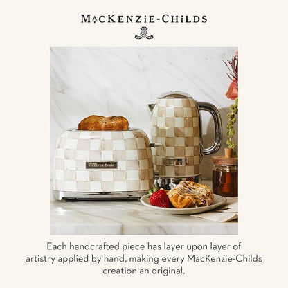 MACKENZIE-CHILDS Electric Kettle, Stainless-Steel Appliances Kettle, Brown-and-White Mocha Check