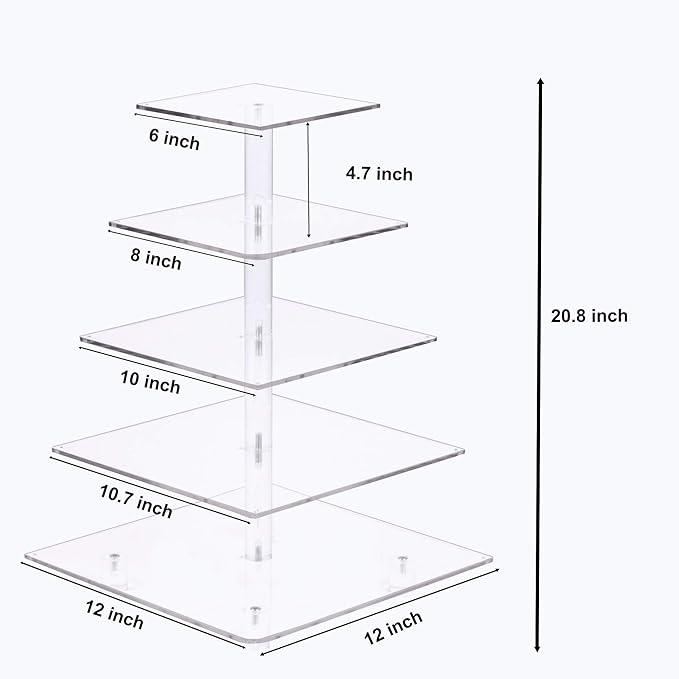 YestBuy 5 Tier Cupcake Stand Acrylic Cupcake Tower Display with LED Light Premium Cupcake Holder Dessert Tree Tower for Birthday Cady Bar Party Décor Weddings, Birthday Parties Events (Blue Light)