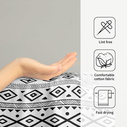 Black and White Tribal Kitchen Towels Aztec Geometric Stripe Set of 2