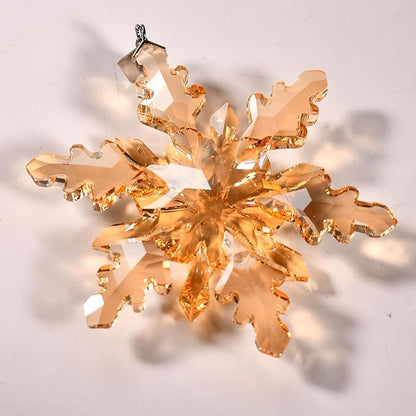 2025 Annual Edition Snowflake Crystal Christmas Ornaments,Christmas Tree Ornaments Crystal Sun Catcher Home Hanging Decor (25-Champagne Gold)