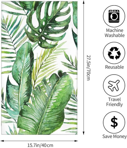 Palm Hand Towels Set of 2 Small Decorative Kitchen Dish Guest Towels Absorbent 15.7x27.5 Green Palm Leaves