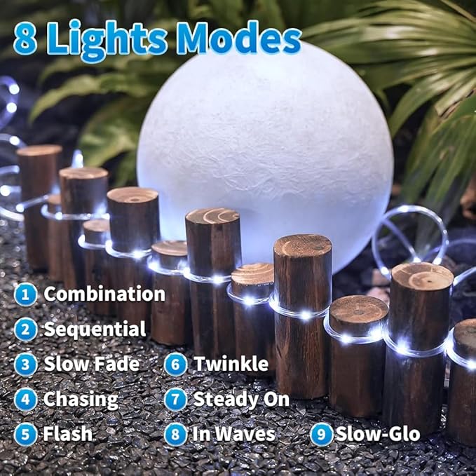 Solar Rope Lights 39FT 100LEDs,IP65 Waterproof Outdoor String Light, Palm Tree Lights for Party Garden Yard Pathway Patio Wedding Christmas Halloween Holiday Decoration (Cool White)