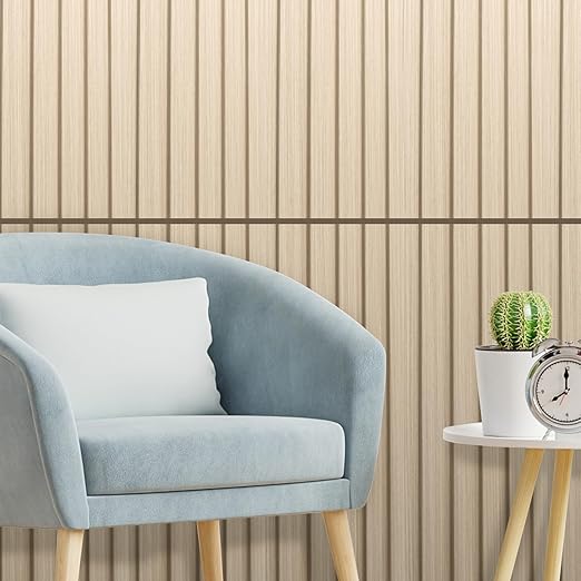 Art3d WPC Wainscoting Panels, 16-Pack 48 x 6 Inch 3D Wall Accents for Interior Wall Decor, Living Room, Bedroom, Oak