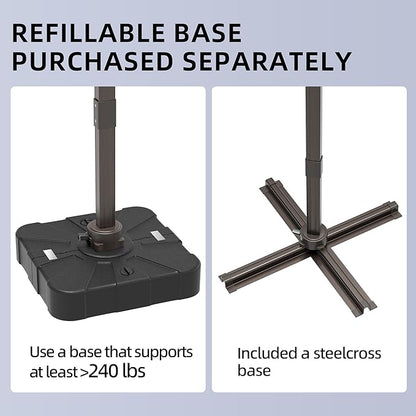 10x13FT Cantilever Outdoor Patio Umbrellas, Double Top Large Rectangle Umbrella, Heavy Duty 360° Rotation Offset Outdoor Sun Shade Umbrella for Garden Deck Pool Backyard, Navy Blue