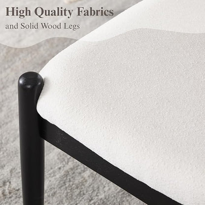 DUOMAY 55'' Modern Ottoman Bench, Chenille Upholstered Entryway Bench Bedroom Bench with Wood Legs, End of Bed Bench for Bedroom, Living Room, Corners, Kitchen, White