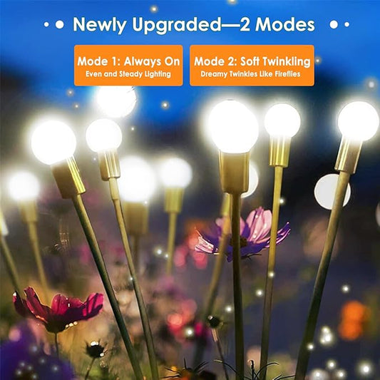 Solar Garden Lights, 8 Pack 64LED Solar Firefly Lights, Waterproof Garden Light Outdoor with 2 Lighting Modes, Swaying Light for Outside Yard, Walkway, Patio, Lawn, Flower Bed Decoration (Cool White)