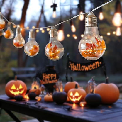 YOLIGHT Fall Decoration Fairy Bulb Lights Maple Leaf Lights Battery Operated with Remote Timer 10ft 10 LED Globe String Lights for Thanksgiving Autunm Harvest Halloween Party Christmas Décor