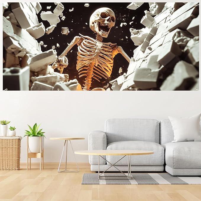 6 x 13 ft Halloween Garage Door Decorations Halloween decorations Witch Door Cover, Hanging Banner, Cauldron Backdrop Mural for Home, Outdoor, Indoor, Spooky Party, Wall, Window (Broken Wall)