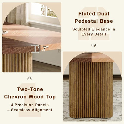 Dining Table Set for 10,Large 79" Rectangular Kitchen Table Set for 10 with Cushioned Chairs,Modern Mid-Century Wood Dining Room Table Set for 10,Ideal for Dining & Gatherings