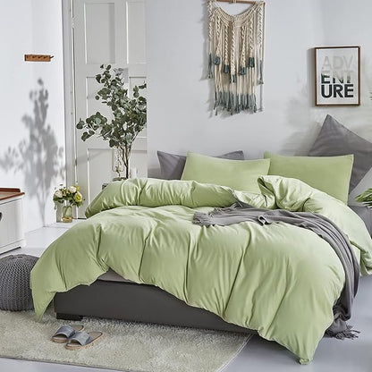 CLOTHKNOW Sage Green Queen Comforter Set 3Pcs Green Bedding Comforter Sets Soft All Season Queen Comforter with 2 x Pillow Cases