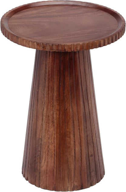 Christopher Knight Home Darvi Wooden Small End Table, Indoor Round Side Table with Drum Base, Mid Century Modern Coffee Table Round for Living Room, Modern Accent Table, Honey